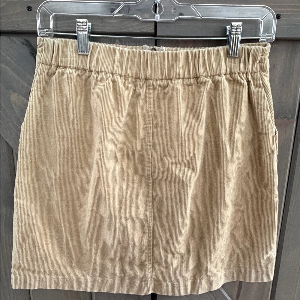 Y2K Simplee Apparel Tan Corduroy Mini Skirt Zip Front Cabincore Size M - Picture 2 of 7
